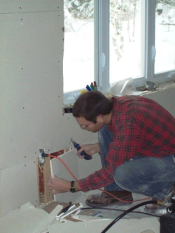 David putting in smaller pieces