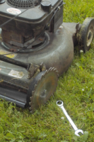 A rather odd looking lawnmower wheel