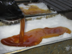 pouring the syrup