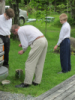 Testing the depth of the well with fishing line - we were having water troubles...  Can you guess what day of the week it was? :)