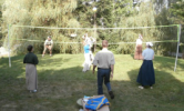 playing volley ball