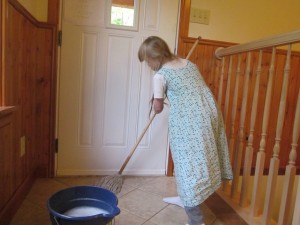 mopping the floor