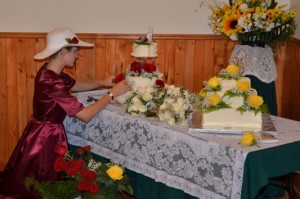 decorating the cakes